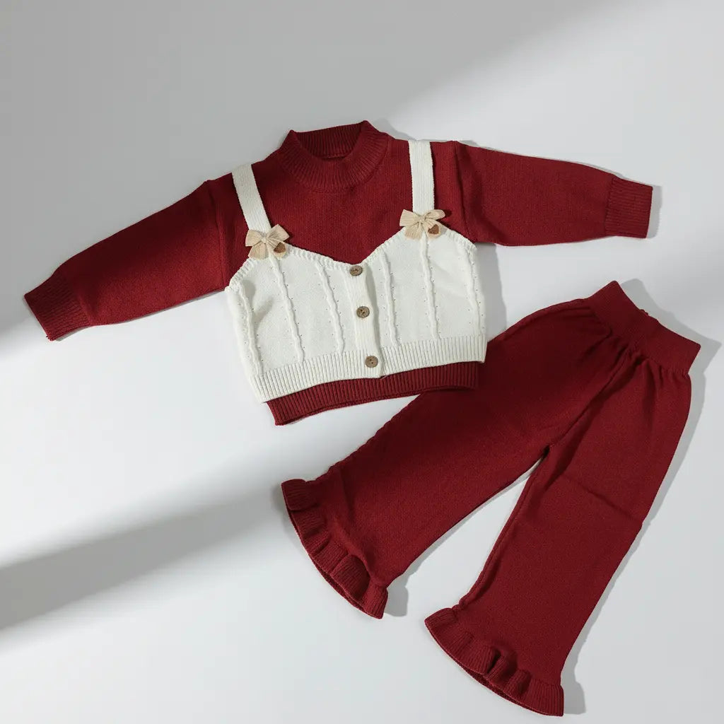 Imported Maroon Sweater & Pants Outfit with West 18M to 6Y