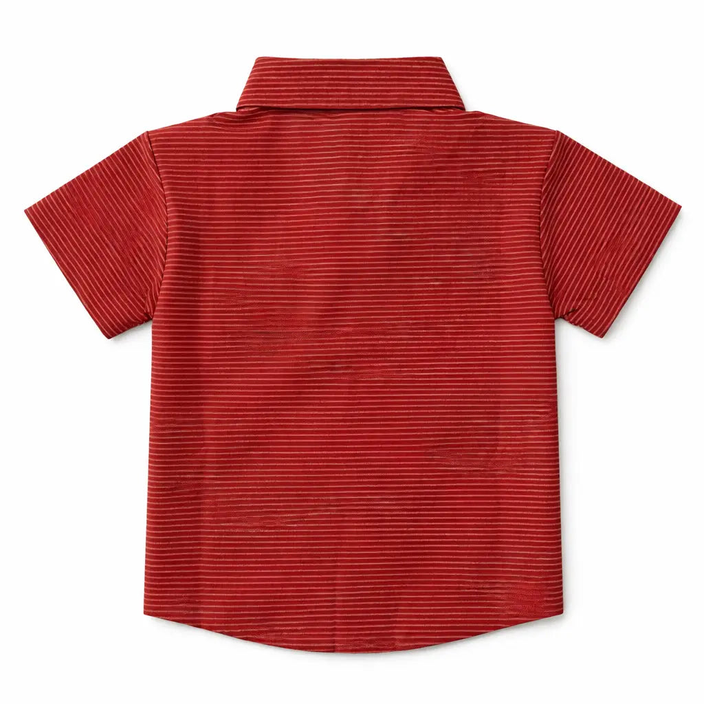 Imported Red Striped T Shirt with Pocket & Collar 1 to 6Y