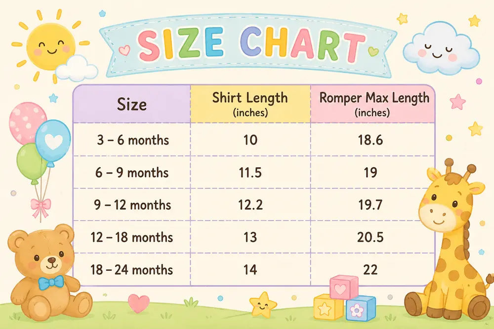 3 Piece Giraffe Romper Set T Shirt Dungaree & Socks 3 to 9M size chart