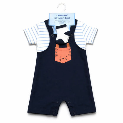 3 Piece Tiger Romper Set T Shirt Dungaree & Socks 3 to 24M