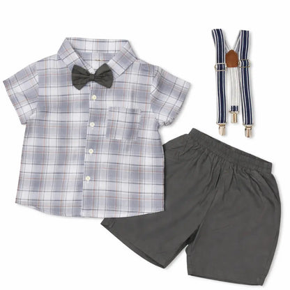 4 Pc Yellow Plaid Shirt & Shorts Set - Imported – 1 – 5 Y