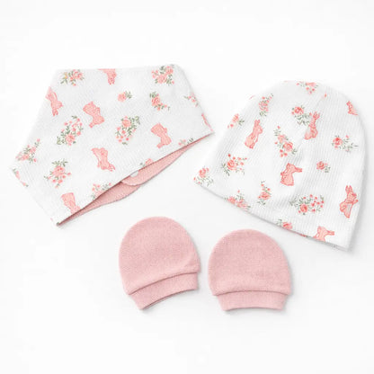 5 Piece Floral Bunny Waffle Knit Set Two Color Options