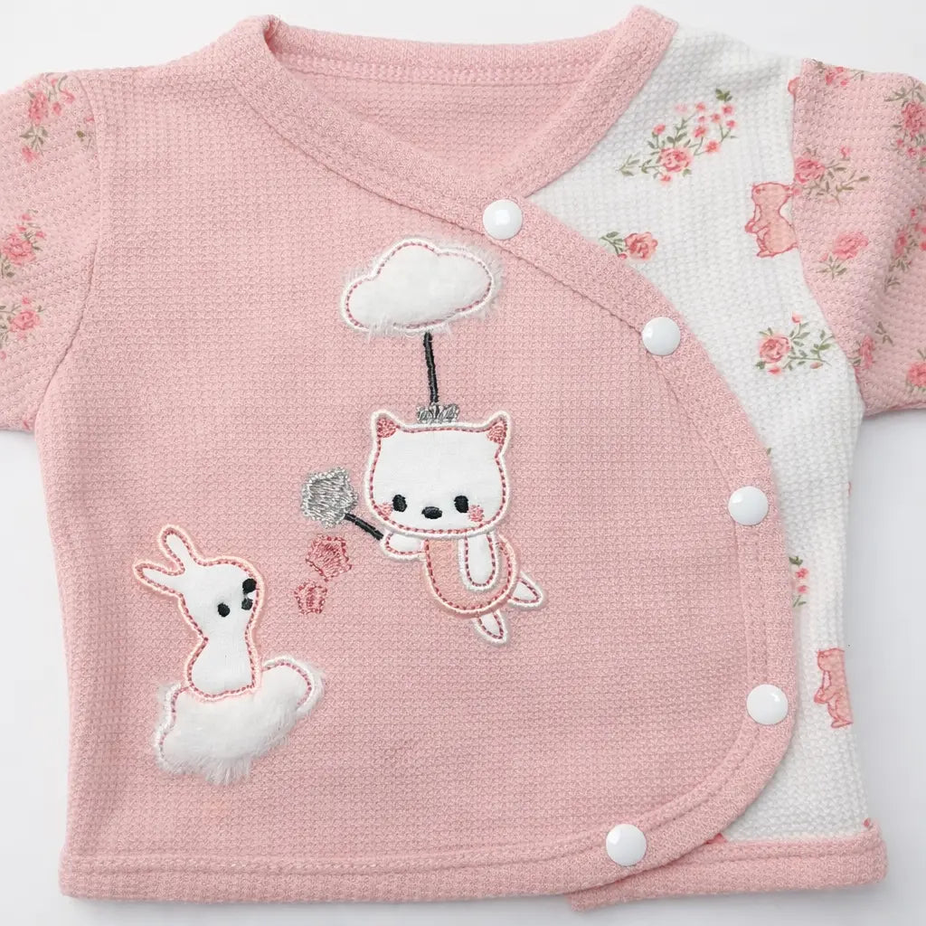 5 Piece Floral Bunny Waffle Knit Set Two Color Options