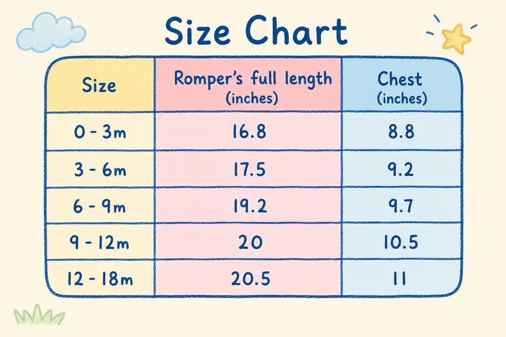 Baby Gentleman Romper Suit – Suspenders & Bow Tie (Imported) – 0 TO 18M size chart