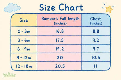 Baby Gentleman Romper Suit – Suspenders & Bow Tie (Imported) – 0 TO 18M size chart