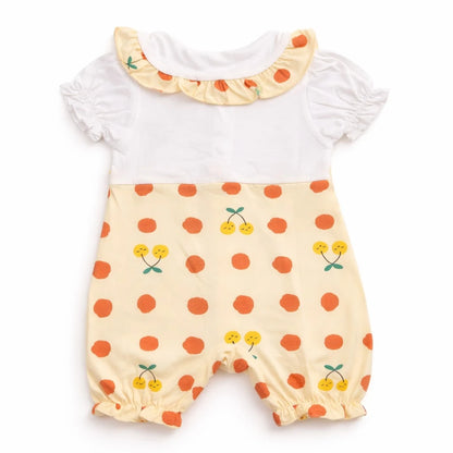 Baby Girl Fruit Print Romper with Peter Pan Collar – 6M TO 3Y