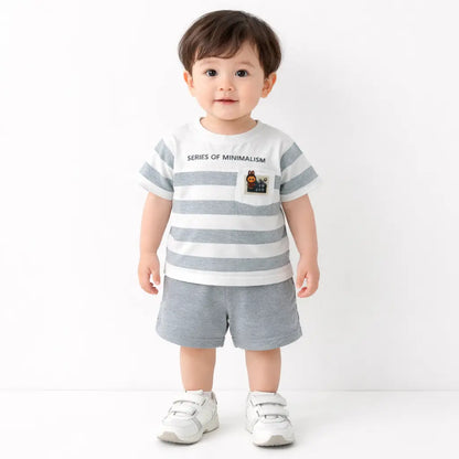 Baby Boys T-Shirt & Grey Shorts Set (Imported) – 6M to 3Y