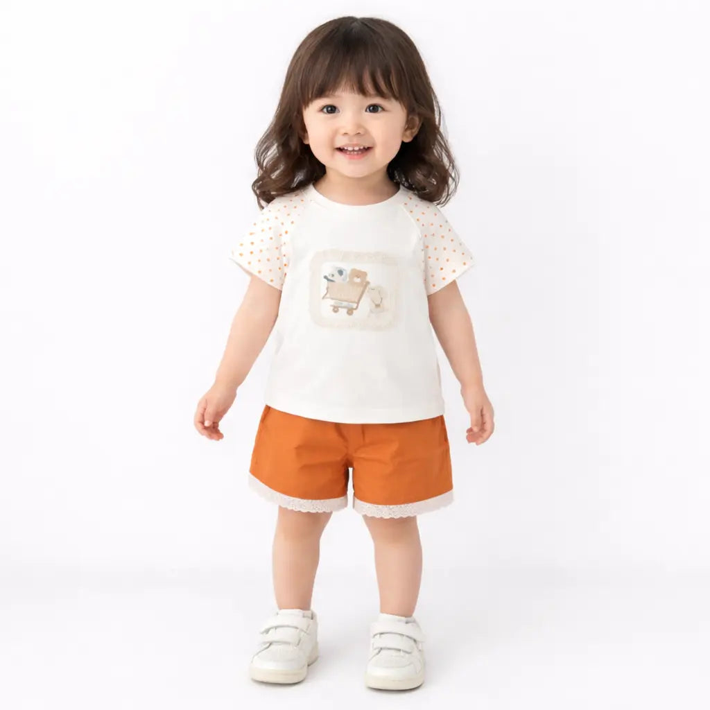 Baby Cotton T-Shirt and Shorts Outfit Set (Imported) – 1 to 5Y how it looks