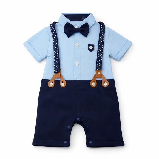 Baby Gentleman Romper Suit – Suspenders & Bow Tie (Imported) – 0 TO 18M