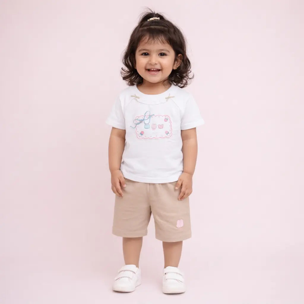 Imported Girl’s Summer T Shirt & Brown Shorts 1 to 5Y