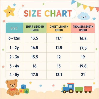 Baby Girls Denim Top & Pants 3 Piece Outfit SIZE CHART