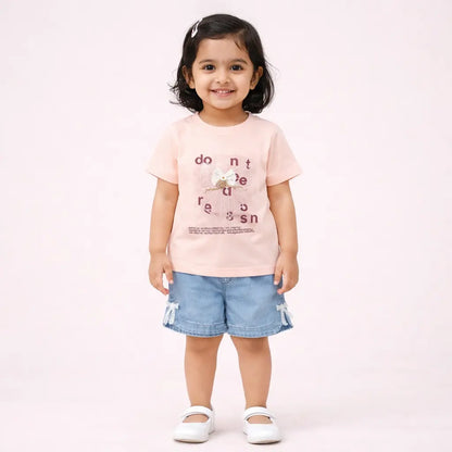 Imported Girls D R Summer T Shirt & Denim Shorts 1 to 5Y