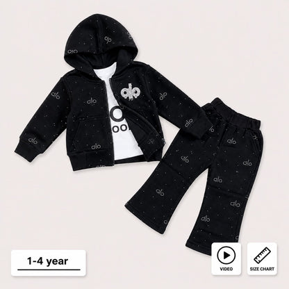 Black 3 Piece Tracksuit for Baby Girls Midseason