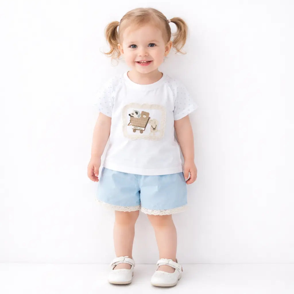 Blue Cotton T-Shirt and Shorts Outfit Set (Imported) – 1 to 5Y how it looks