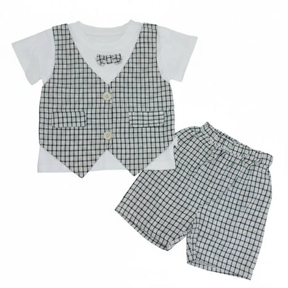 Black White Checkered 2-Pc Outfit Set – Pockets – 1 TO 5Y