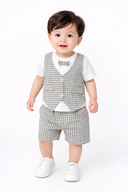 Black White Checkered 2-Pc Outfit Set – Pockets – 1 TO 5Y
