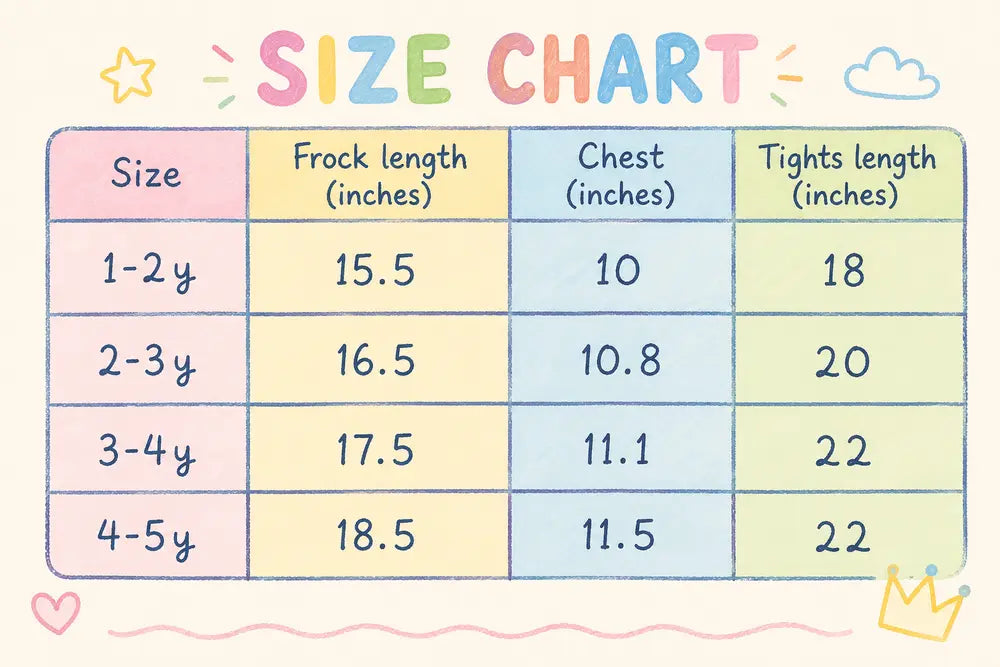 Bunny Ear Tutu Dress & Polka Dot Shirt & Tights Set – 1 TO 5Y size chart