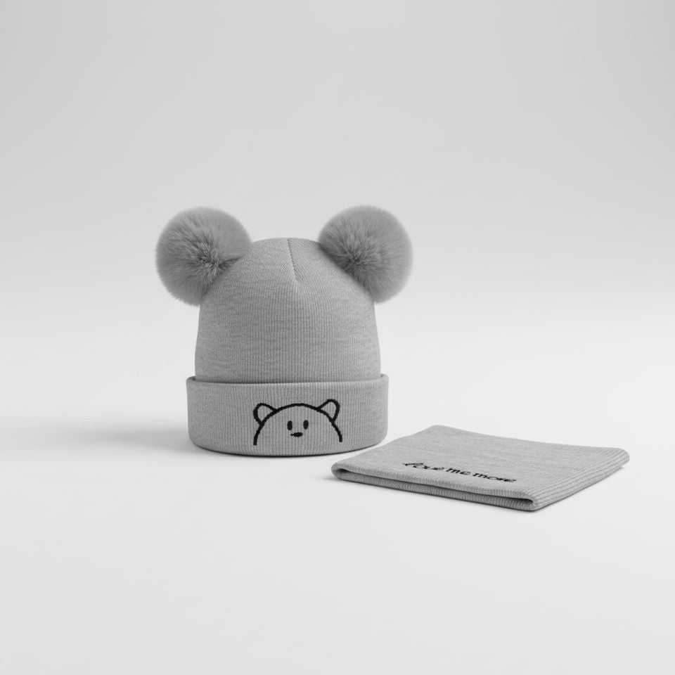 Cute Beanie Cap & Neck Warmer Set for Winters