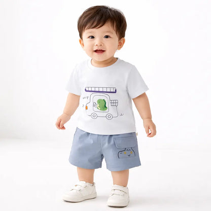 Dinosaur Truck Imported T Shirt Cargo Shorts 1 to 5Y