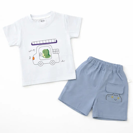 Dinosaur Truck Imported T Shirt Cargo Shorts 1 to 5Y