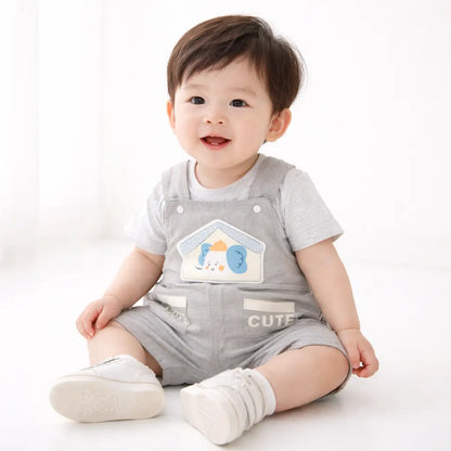 Elephant Print T Shirt and Dungaree 2 Piece Imported 1 to 4Y
