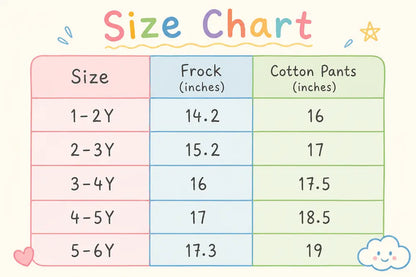 Embroidered Top with Beige Wide Leg Pants Set – 1 TO 6Y size chart