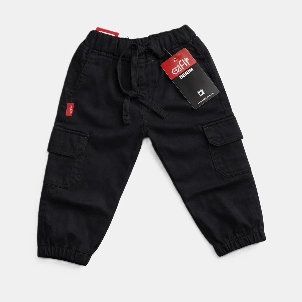 EziFit Cotton Cargo Pants Diaper Friendly Stretchabl Black – 0 TO 2Y