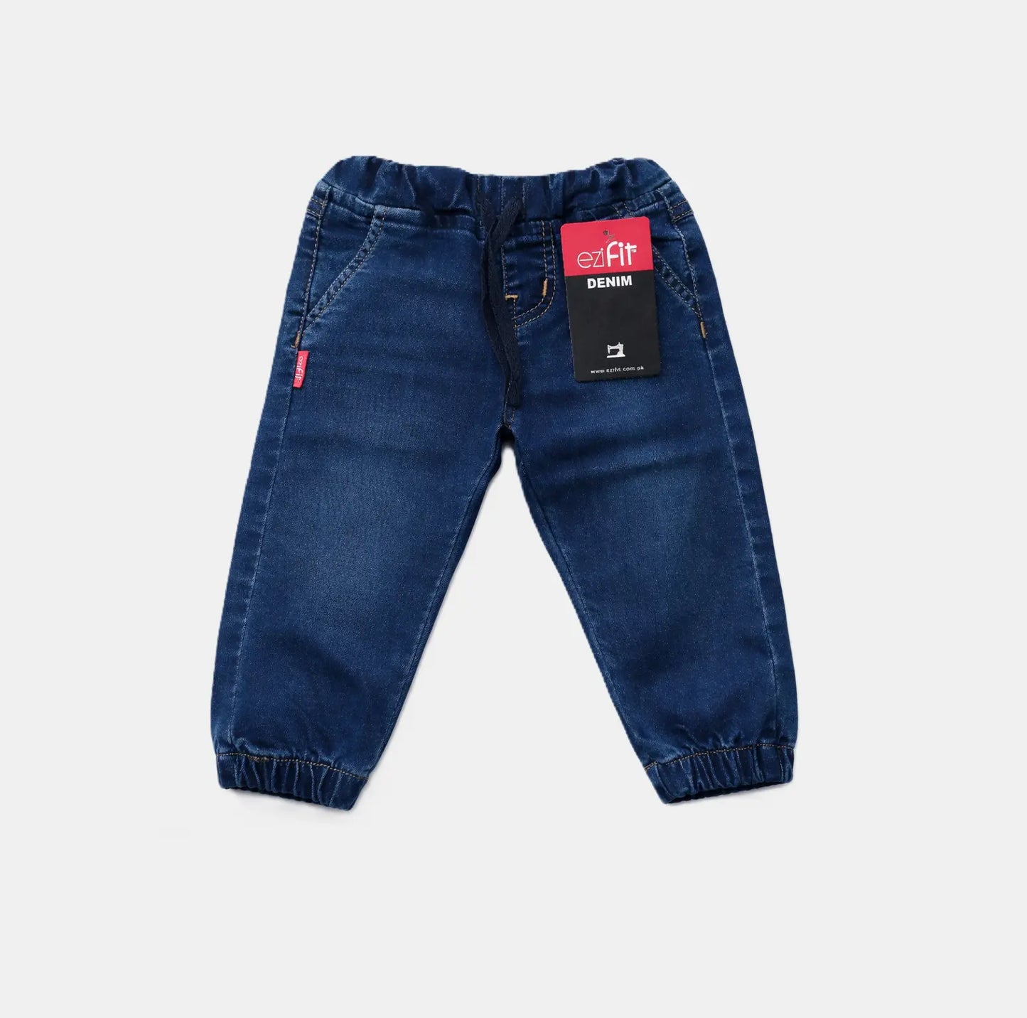 EziFit Denim Jogger Pants Diaper Friendly Stretchable Dark Blue – 0 to 2Y