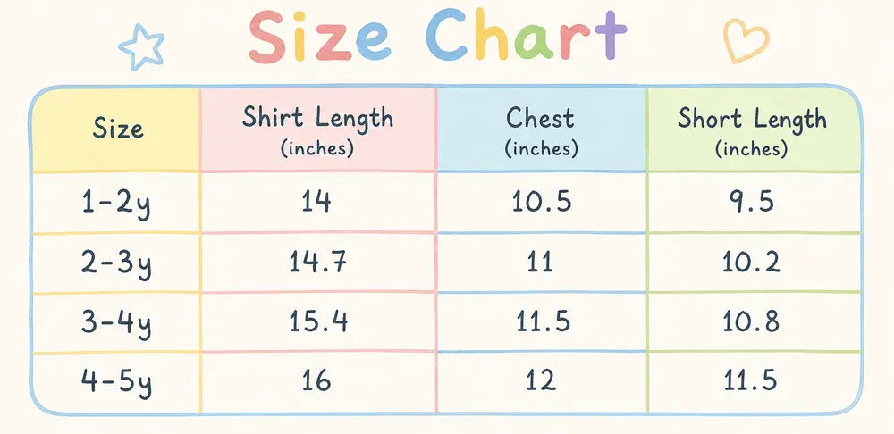 Hello Kitty Flutter-Sleeve T-Shirt & Denim Shorts (White) – 1 to 5Y size chart