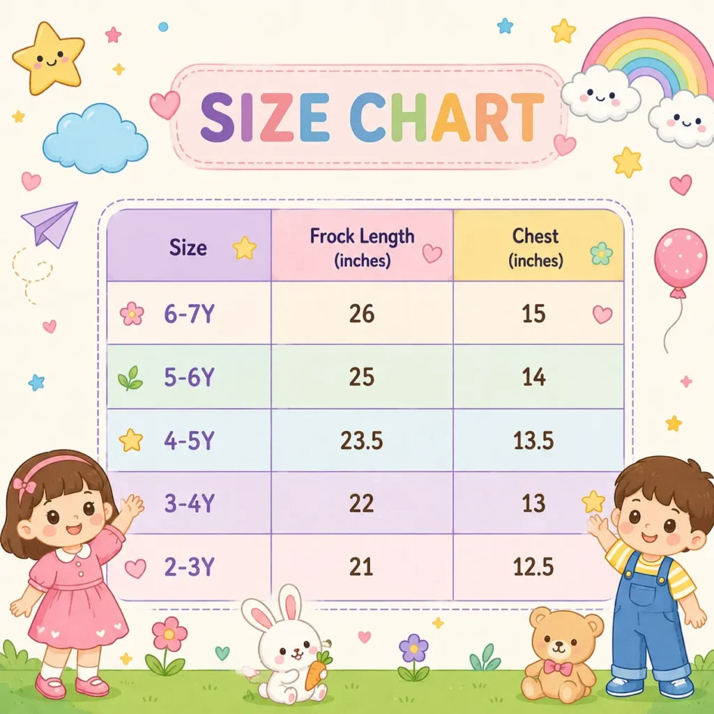 Girls 3 Pc Striped Frock Shirt Dress Belt & Tights 2 to 7Y size chart