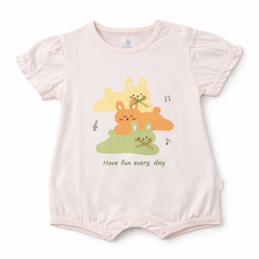 Girls Pink Bunny Cotton Imported Romper Imported 0 to 24M