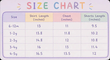 Girls Gingham Shorts & Pouch for Summer – 6M TO 4Y size chart