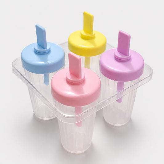 Homemade Ice Lolly Maker Colorful Kids Popsicle Molds Set Pack of 4