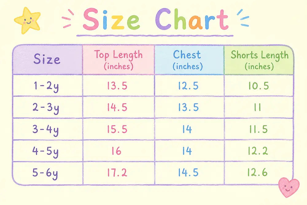 Imported Polka Dot 2-Piece Summer Set – 1 TO 6Y size chart
