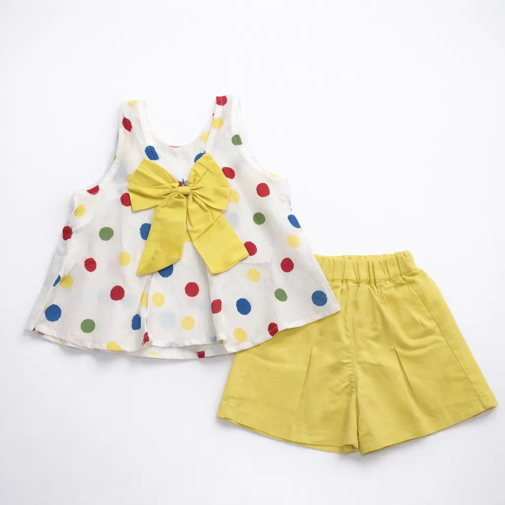 Imported Polka Dot 2-Piece Summer Set – 1 TO 6Y yellow pair