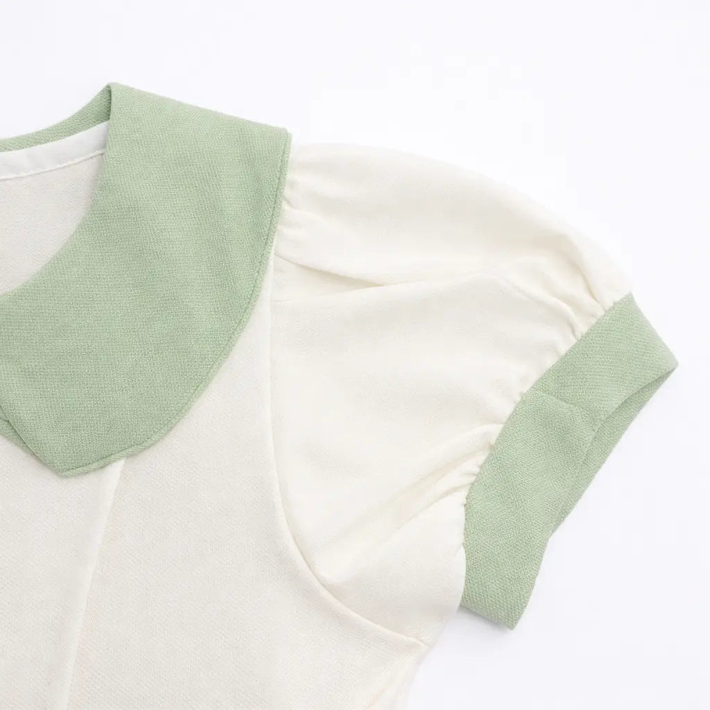 Imported Girls Collar Romper Floral Buttons 0 to 24M fabric closeup