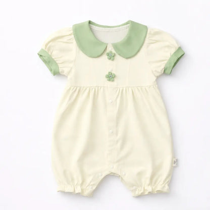Imported Girls Collar Romper Floral Buttons 0 to 24m outfit front