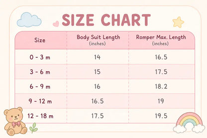 Imported Floral Pinafore Dress Set for Baby Girls 0 to 18M size chart