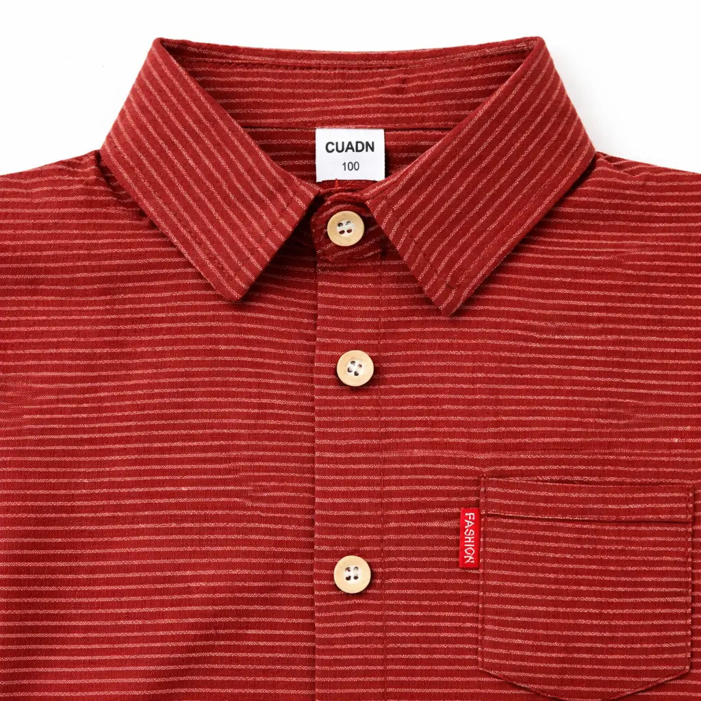 Imported Red Striped T Shirt with Pocket & Collar 1 to 6Y