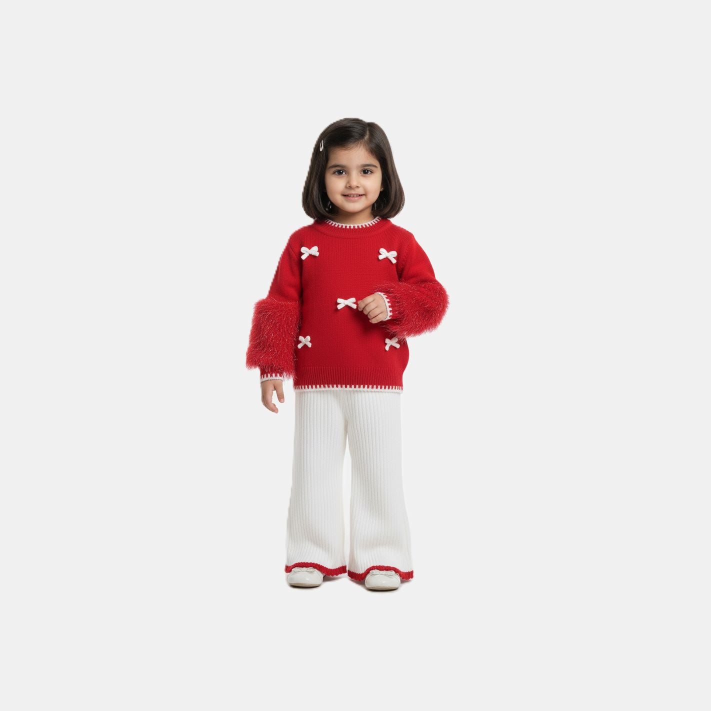 Imported Red & White Stylish Fur Outfit for Girls