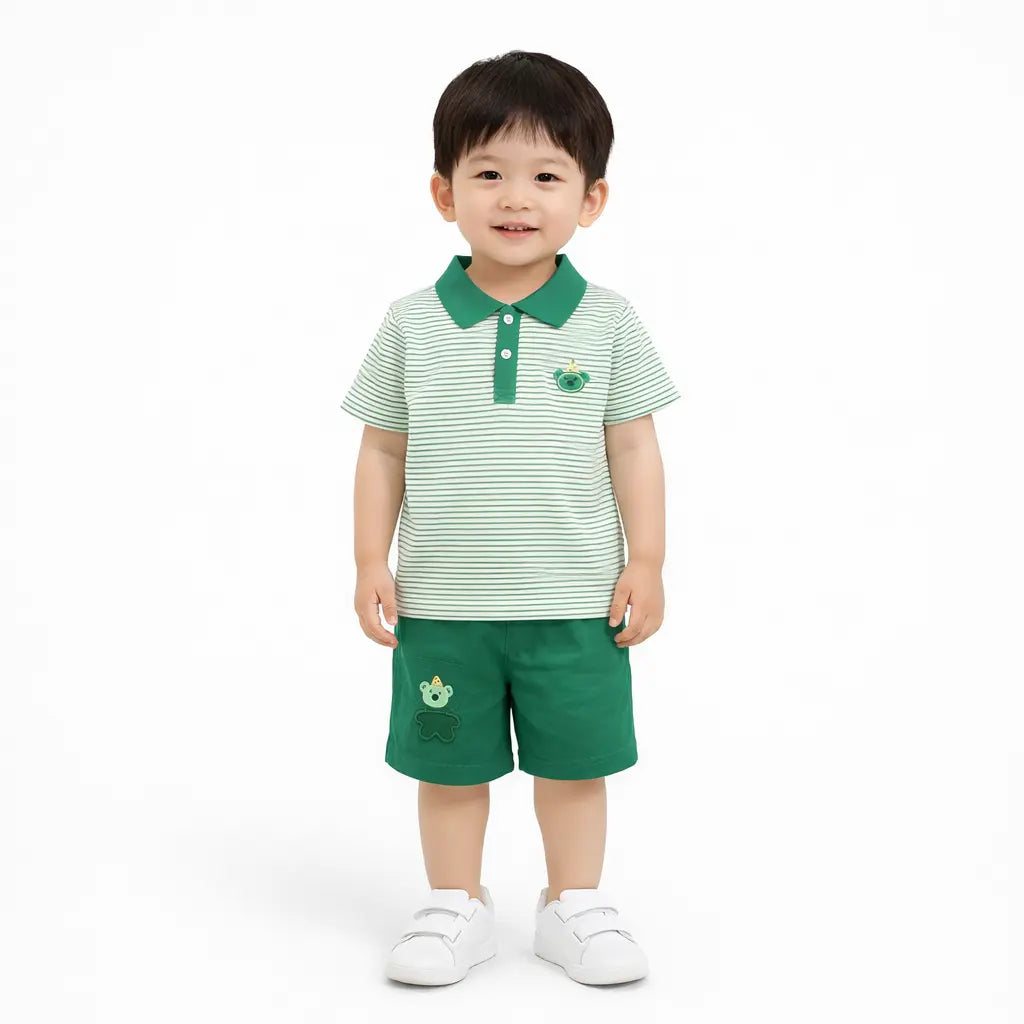 Imported Short Sleeve Polo Top & Elastic Shorts – 1 to 5Y