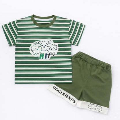 Imported T-Shirt & Shorts Dog Print Summer Outfit for Boys – 1 TO 5Y