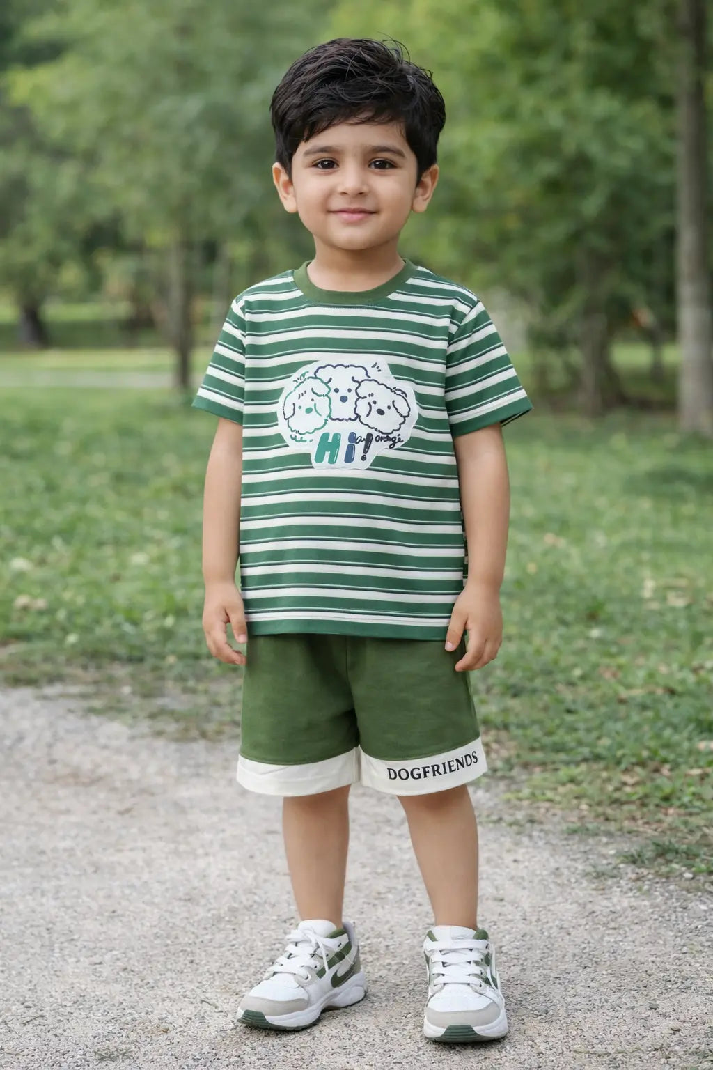 Imported T-Shirt & Shorts Dog Print Summer Outfit for Boys – 1 TO 5Y