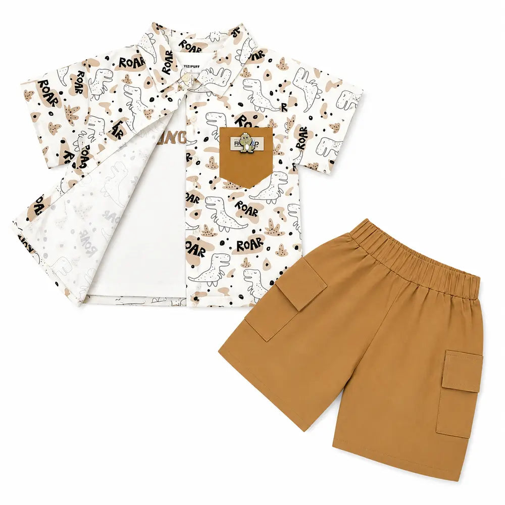 MT Dinosaur Printed 3 Piece Casual Outfit for Boys 2 to 6Y