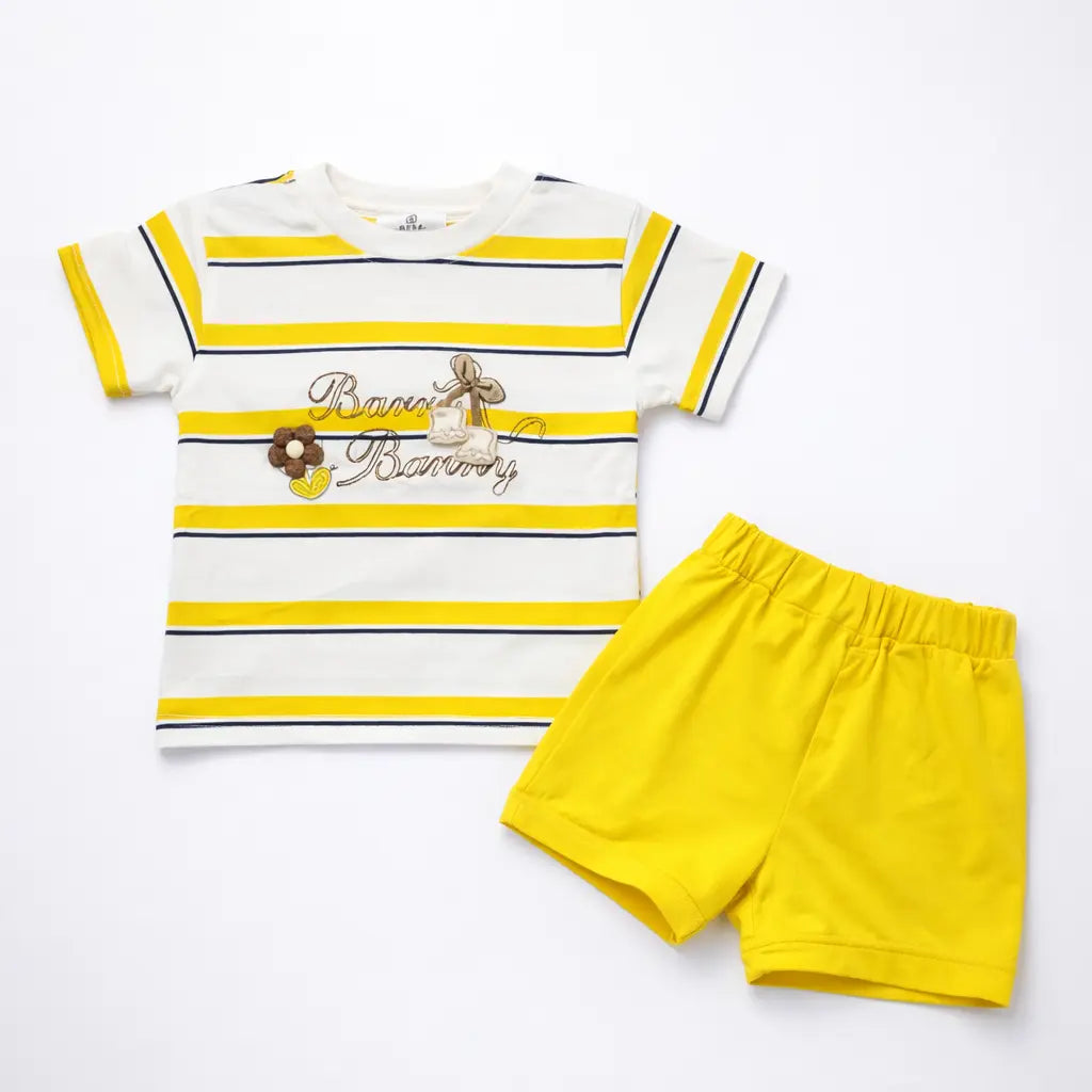 Imported Girls T Shirt & Yellow Shorts for Summer 6M to 3Y