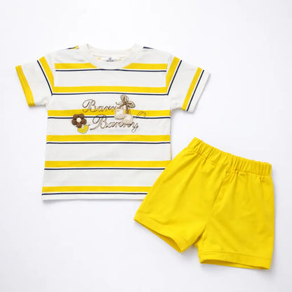 Imported Girls T Shirt & Yellow Shorts for Summer 6M to 3Y