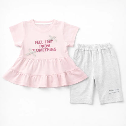 Imported Girls Peplum T Shirt & Shorts for Summer 1 to 5Y