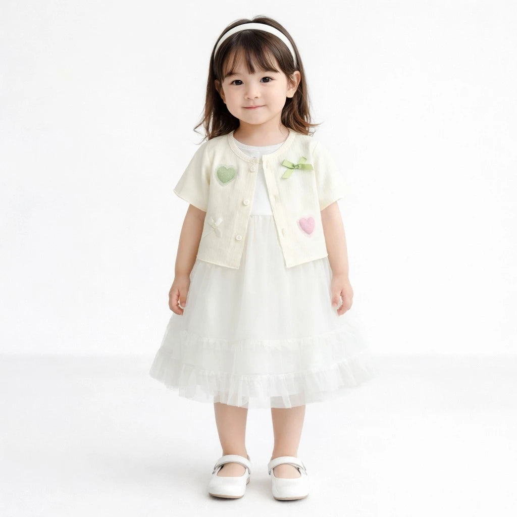 Ribbed Cardigan Tulle Tutu Dress Set – Imported – 1 TO 6Y how it looks