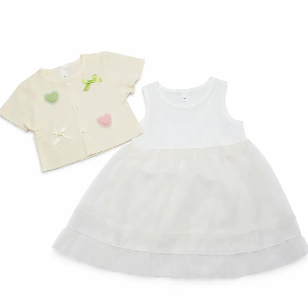 Ribbed Cardigan Tulle Tutu Dress Set – Imported – 1 TO 6Y pair