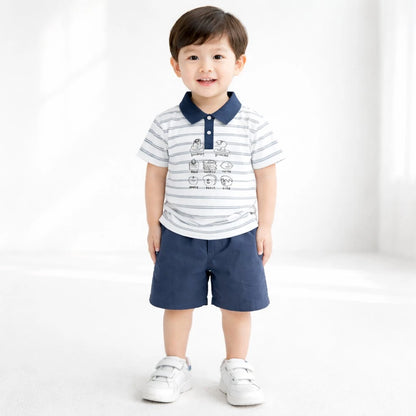 Striped Polo Shirt & Navy Shorts for Summer – 1 TO 5Y